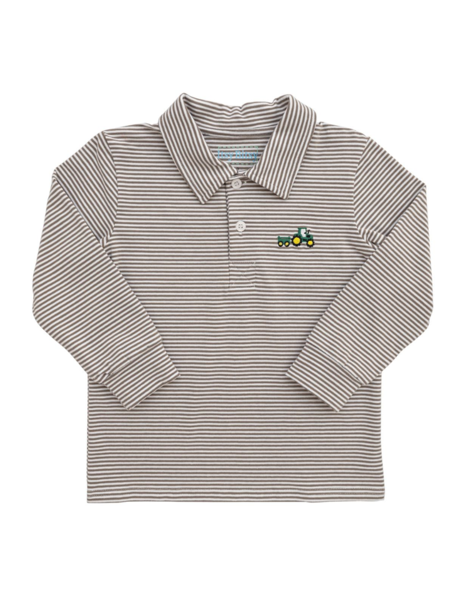 Itsy Bitsy LS Brown Stripe Tractor Polo