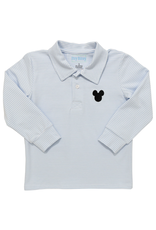 Itsy Bitsy Blue Stripe LS Mickey Mouse Polo