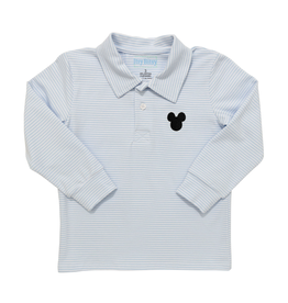 Itsy Bitsy Blue Stripe LS Mickey Mouse Polo