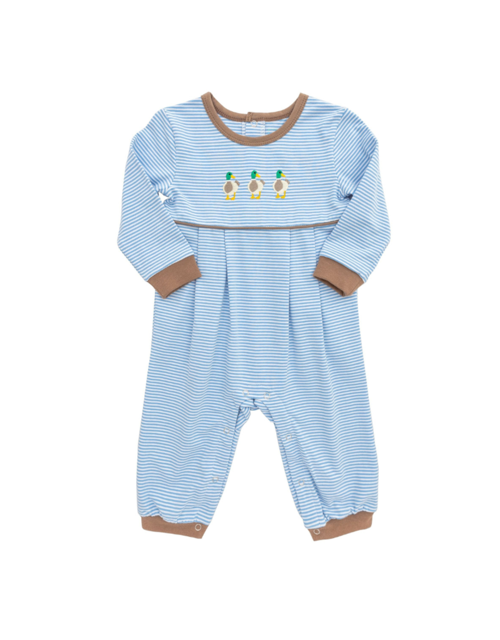 Itsy Bitsy Blue Stripe Mallard Trio Romper