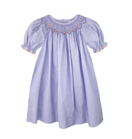 Petit Ami Purple Gingham Smocked Bishop
