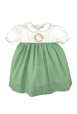 Petit Ami Green Gingham Fall Wreath Dress