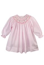Petit Ami Pink Smocked Bishop Flower Embroidery