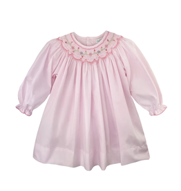 Petit Ami Pink Smocked Bishop Flower Embroidery
