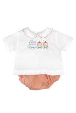 Petit Ami Orange Gingham Pumpkin Diaper Set