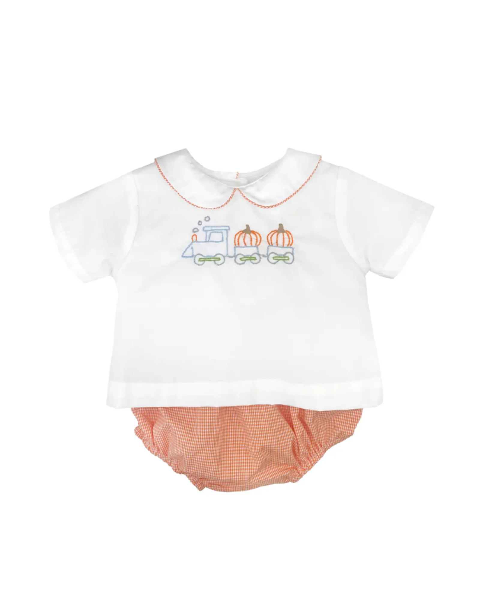 Petit Ami Orange Gingham Pumpkin Diaper Set