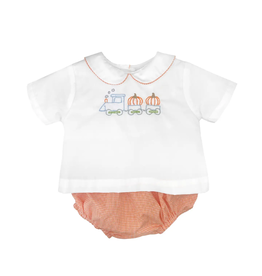 Petit Ami Orange Gingham Pumpkin Diaper Set
