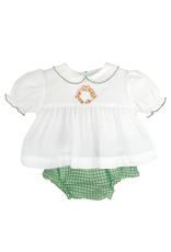 Petit Ami Girl Green Gingham Fall Diaper Set