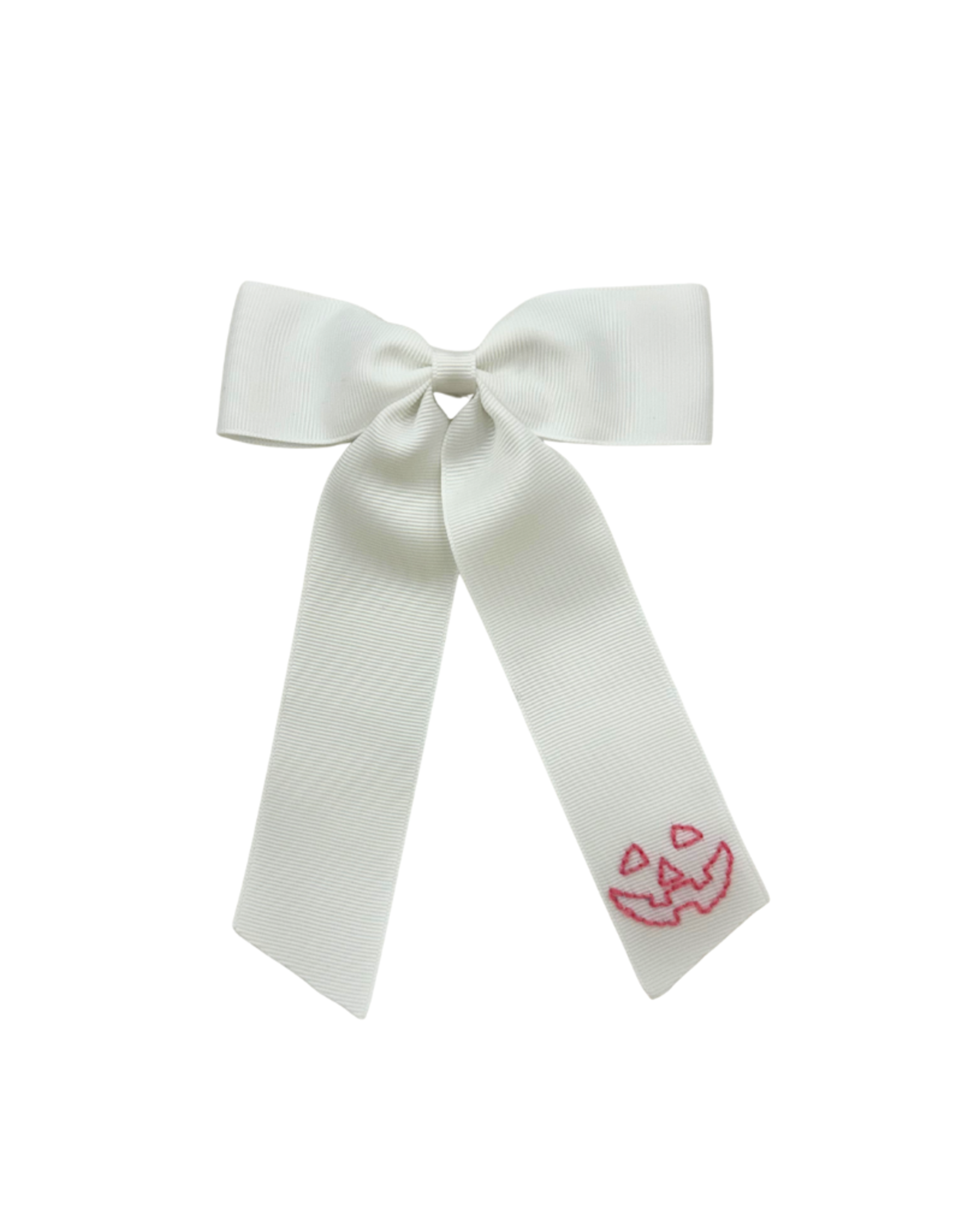 Hallie Sobie Co. Hand Stitched Bow, Pink Jack O'Lantern