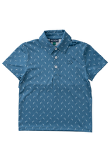 Prodoh SS Pro Performance Polo, Copen Blue Fishing Rod Print