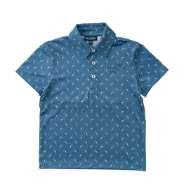 Prodoh SS Pro Performance Polo, Copen Blue Fishing Rod Print