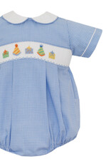 Petit Bebe Birthday Boys Lt Blue Gingham Bubble