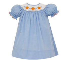 Petit Bebe Blue Microcheck Bishop, Pumpkin