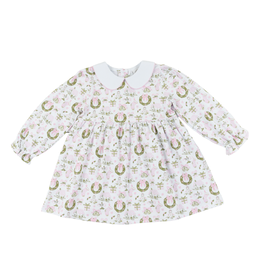 Cypress Row Christmas Toile and Stripe Girls Collins Classic Dress