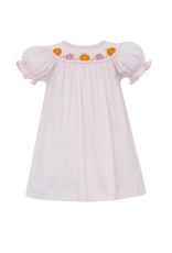 Petit Bebe Girl's Pumpkin Pink Knit Check Bishop Dress