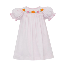 Petit Bebe Girl's Pumpkin Pink Knit Check Bishop Dress