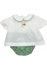 Petit Ami Boy Green Gingham Fall Diaper Set
