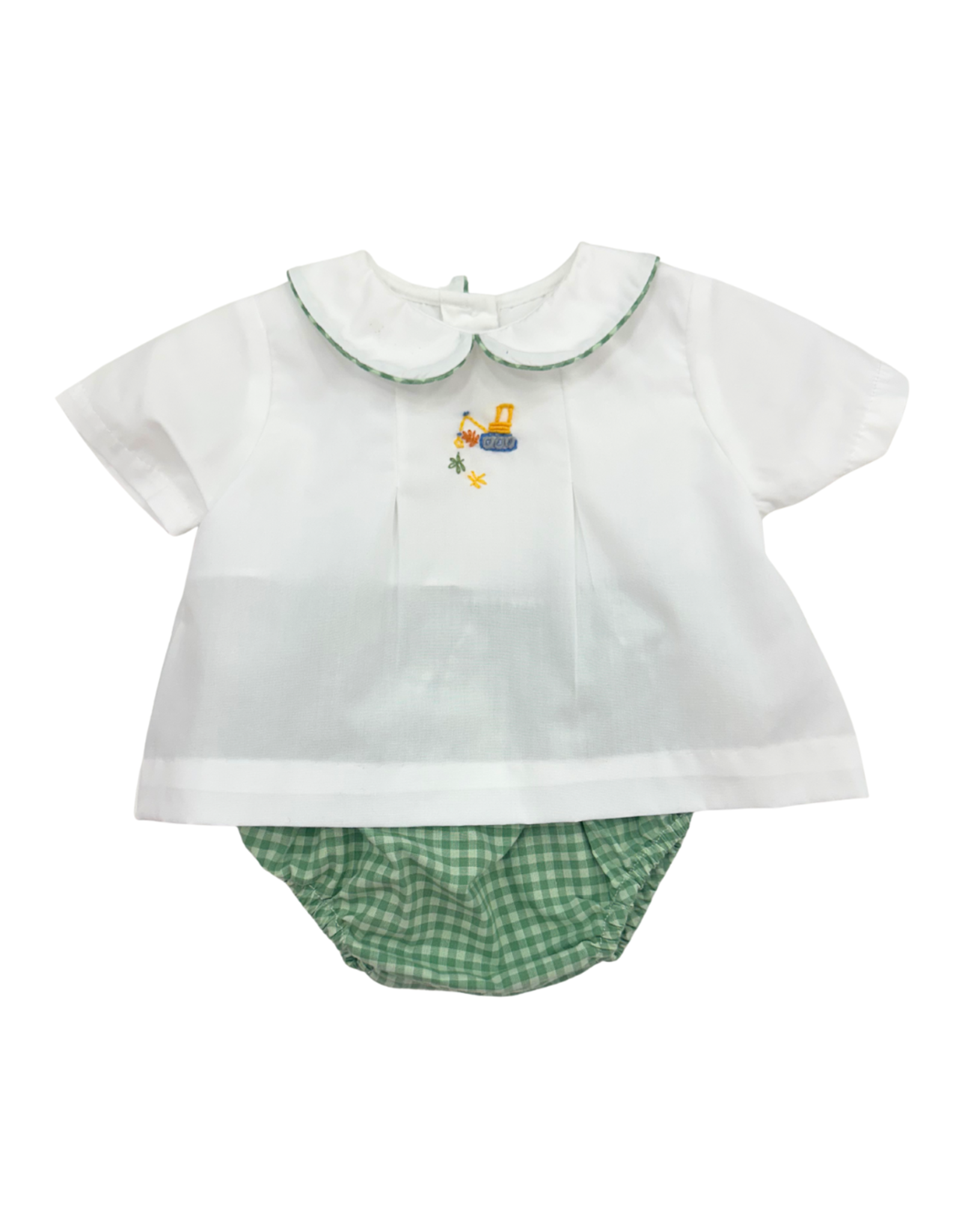 Petit Ami Boy Green Gingham Fall Diaper Set