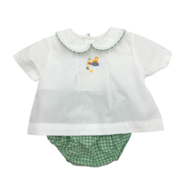 Petit Ami Boy Green Gingham Fall Diaper Set