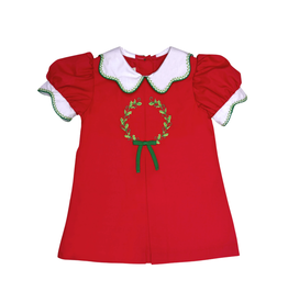 Zuccini Wreath Ella Dress, Red Broadcloth