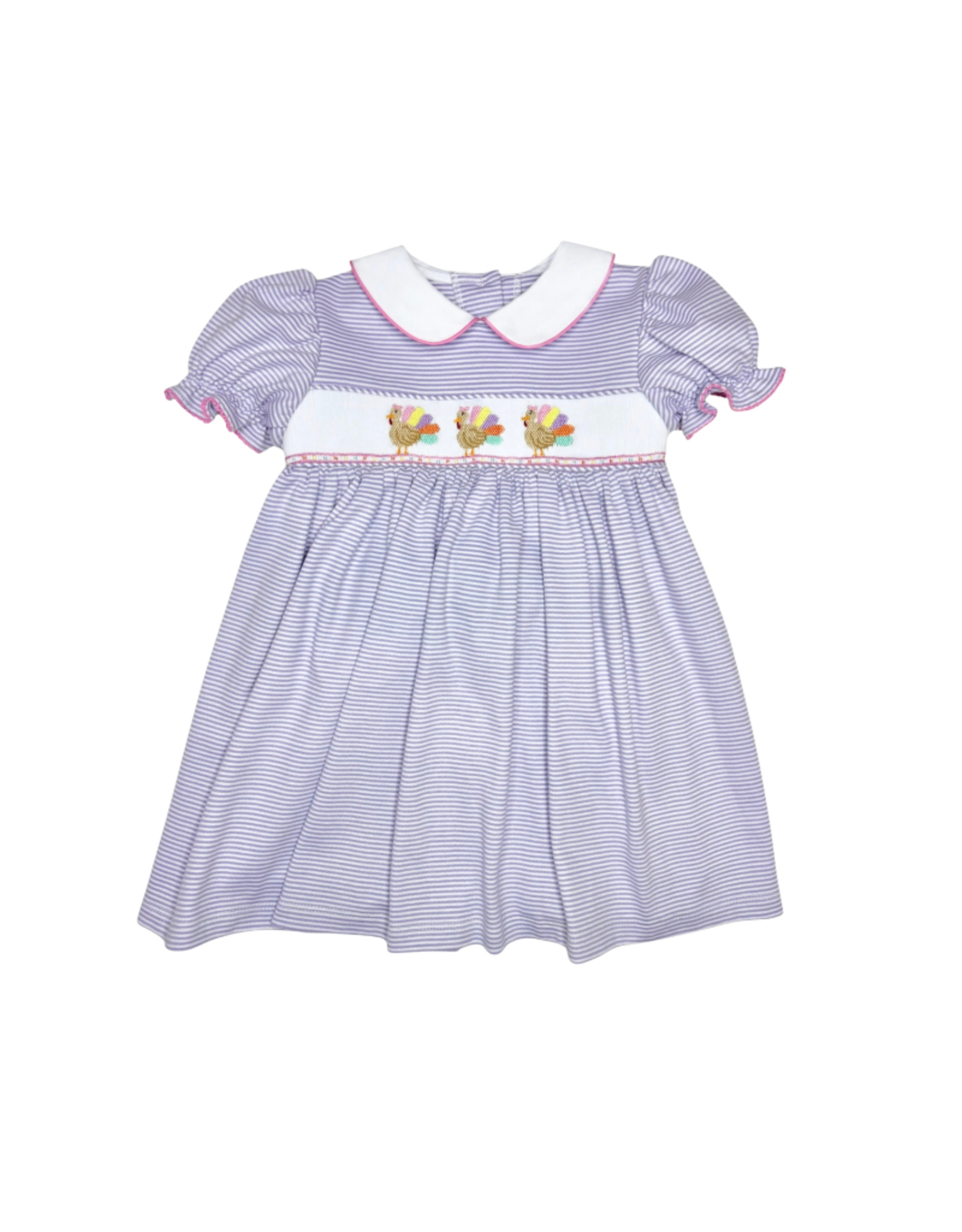 Zuccini Turkey Marion Dress, Lavender Bitty Stripe