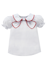 Zuccini Pomeline Blouse w/ Red Cord, White Broadcloth