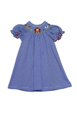 Zuccini Farm Bishop Dress, Royal Blue Bitty Stripe Knit