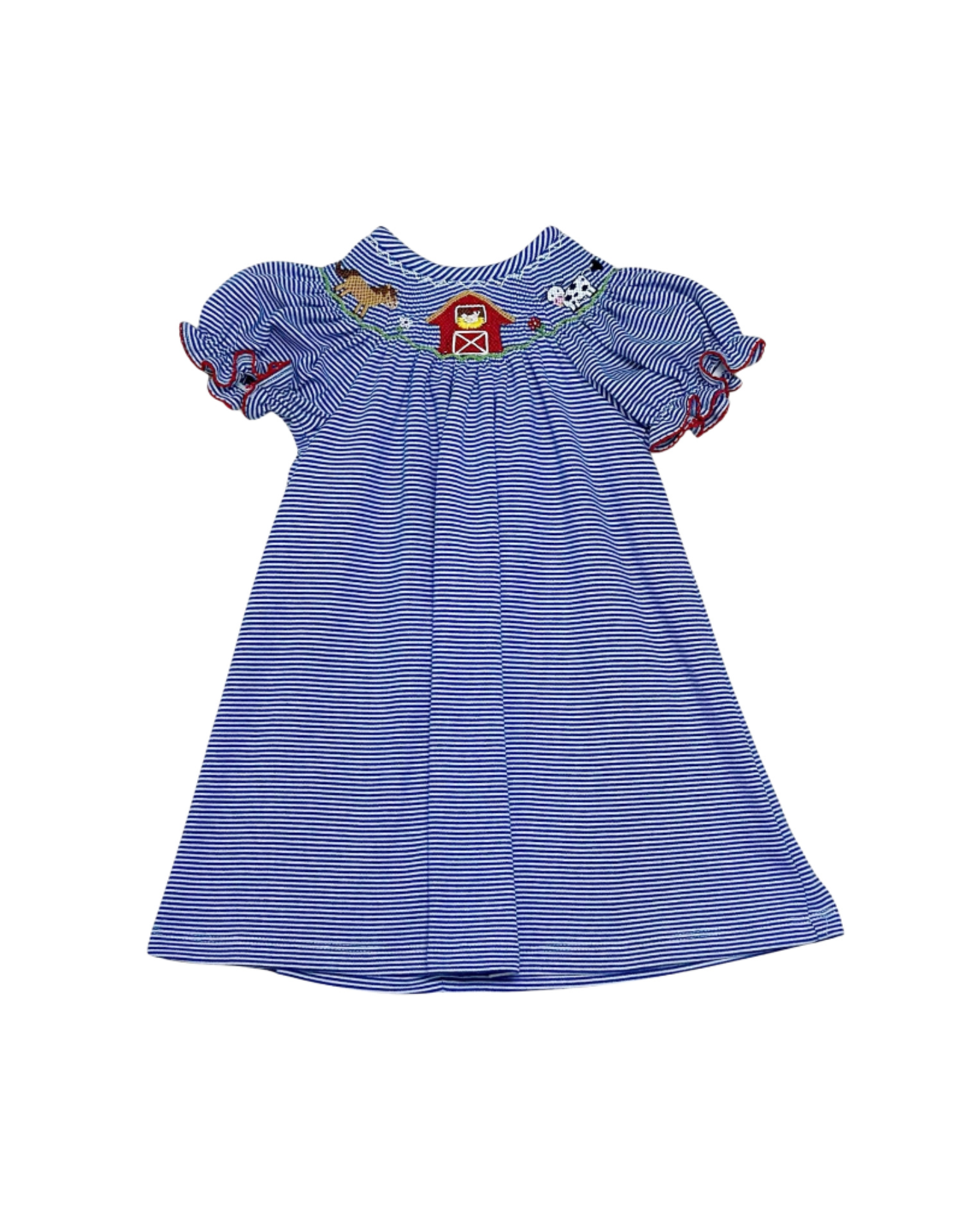 Zuccini Farm Bishop Dress, Royal Blue Bitty Stripe Knit