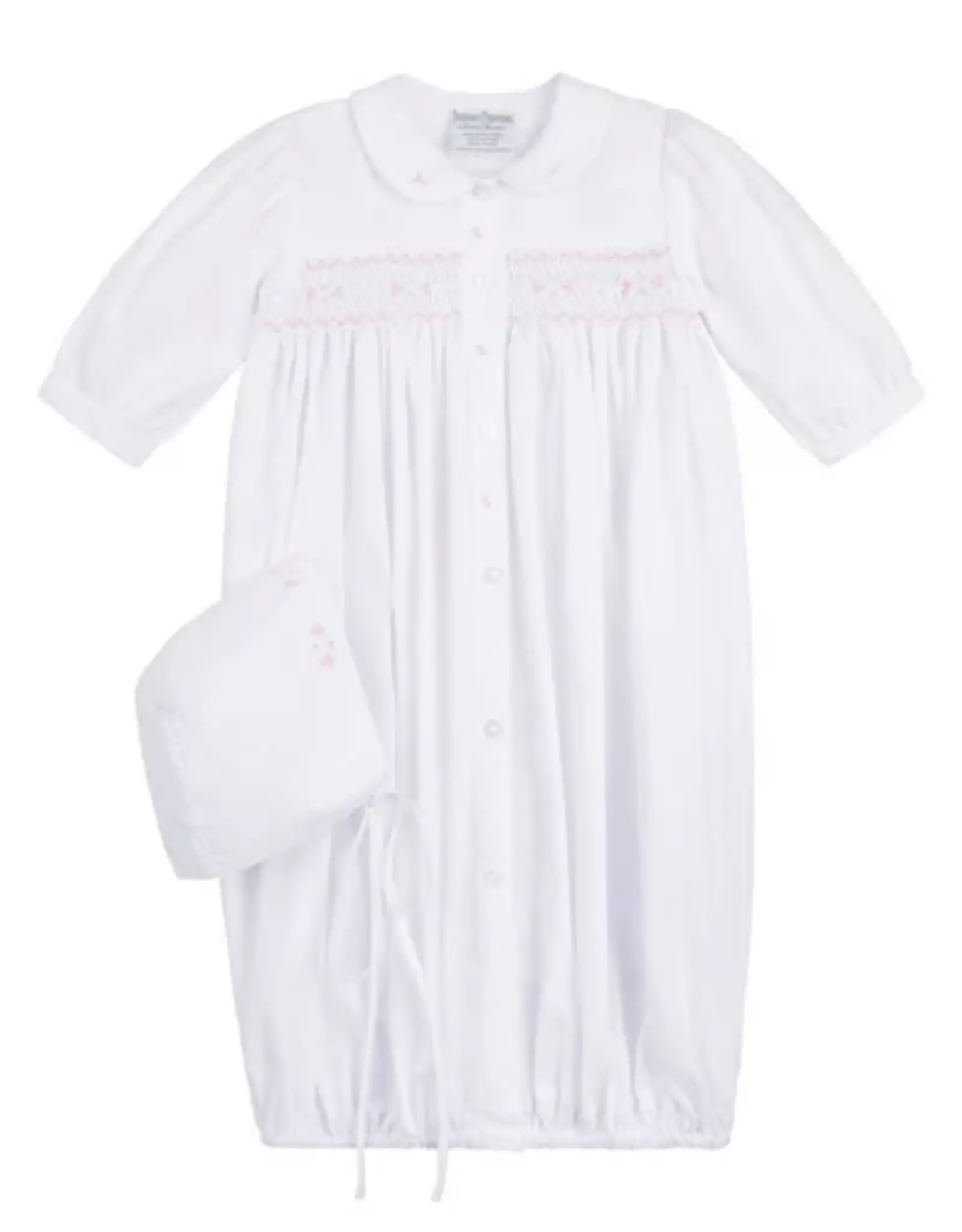 Feltman Brothers Girls Smocked Bud Take Me Home Gown White/Pink