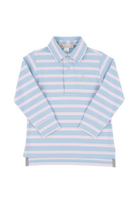 The Beaufort Bonnet Company Prim & Proper LS Pima Polo, Beale St Blue and Pink Stripe