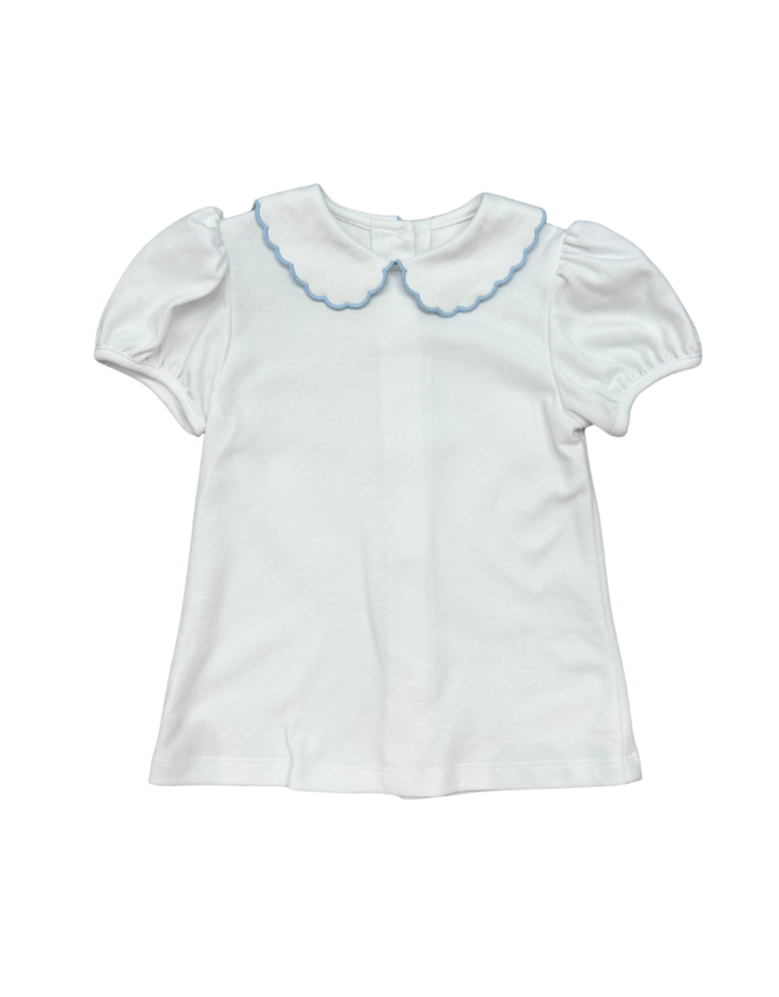Zuccini Kendall Collar Blouse White Knit w/ Blue