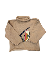 Luigi Tan Roll Neck Sweater, Fishing Pole & Trout