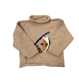 Luigi Tan Roll Neck Sweater, Fishing Pole & Trout