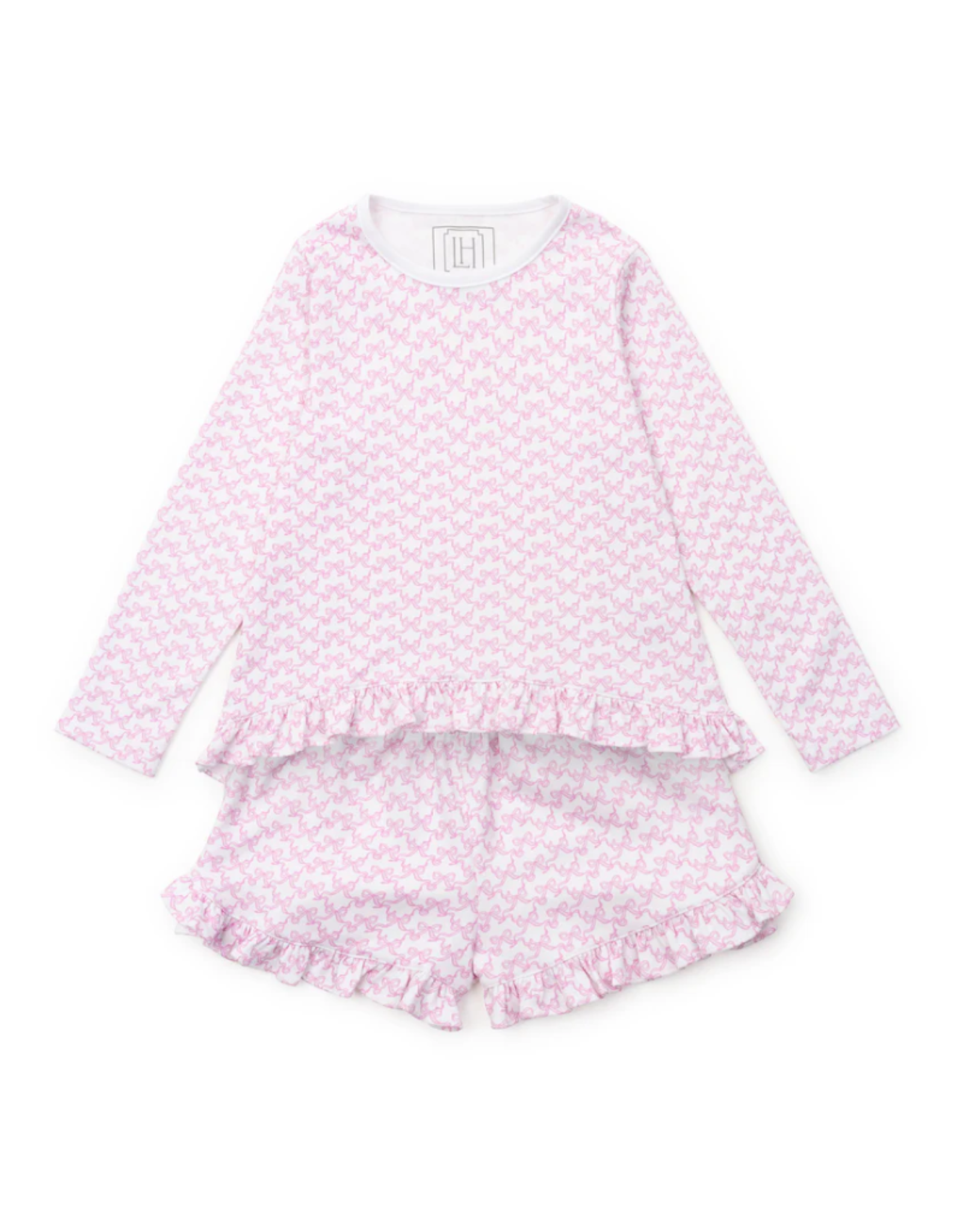 Lila + Hayes Rorie Girls Short Set, Pretty Pink Bows