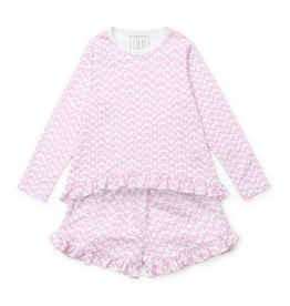 Lila + Hayes Rorie Girls Short Set, Pretty Pink Bows