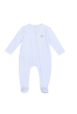 Magnolia Baby Touchdown Cutie Embroider Zipper Footie, Light Blue