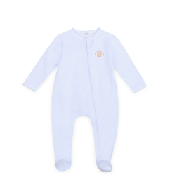 Magnolia Baby Touchdown Cutie Embroider Zipper Footie, Light Blue