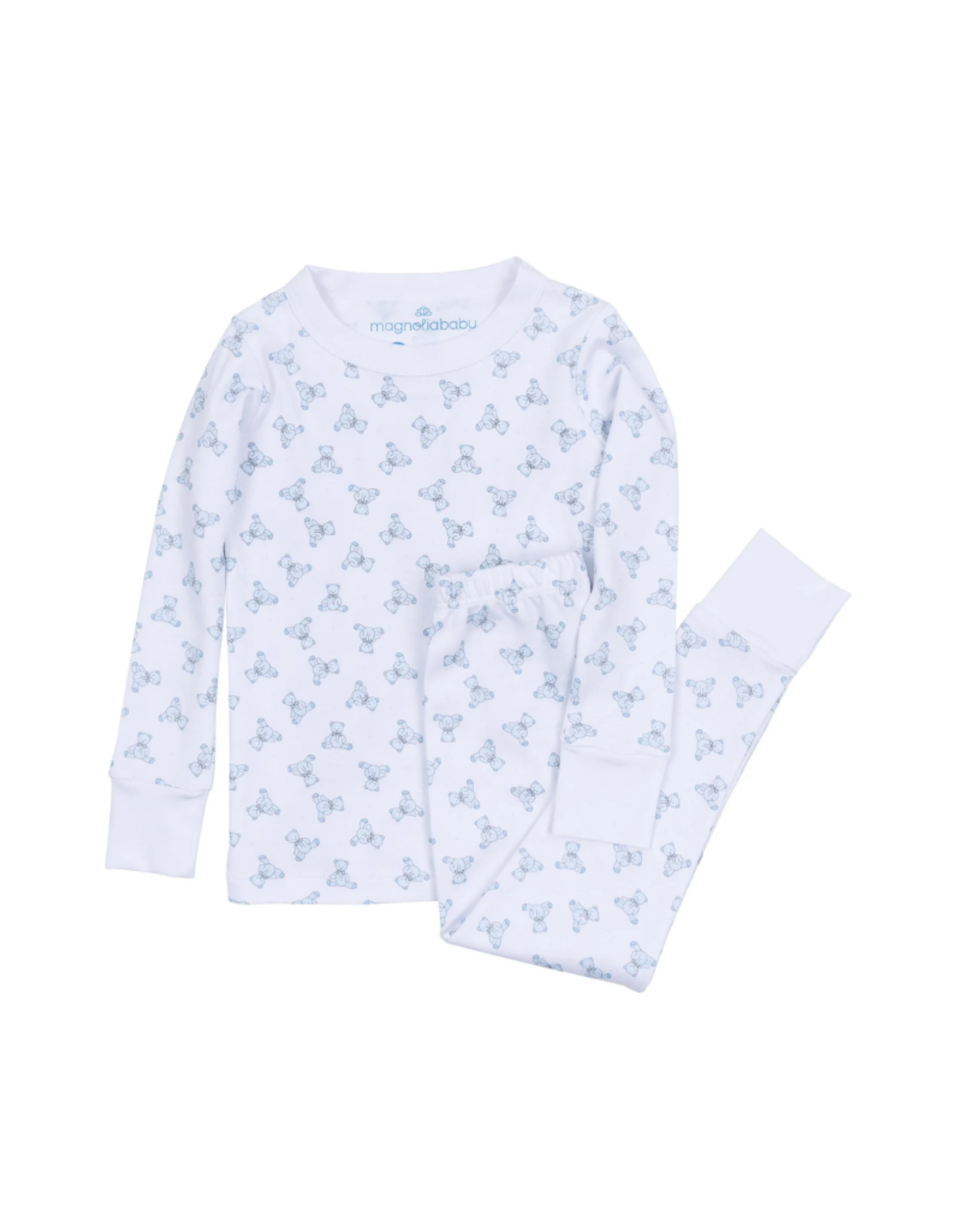 Magnolia Baby Baby's Teddy Essentails Long Pajamas Light Blue