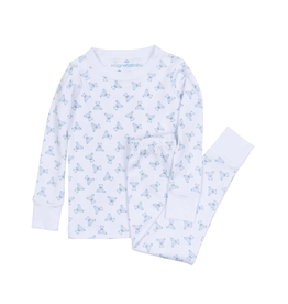 Magnolia Baby Baby's Teddy Essentails Long Pajamas Light Blue