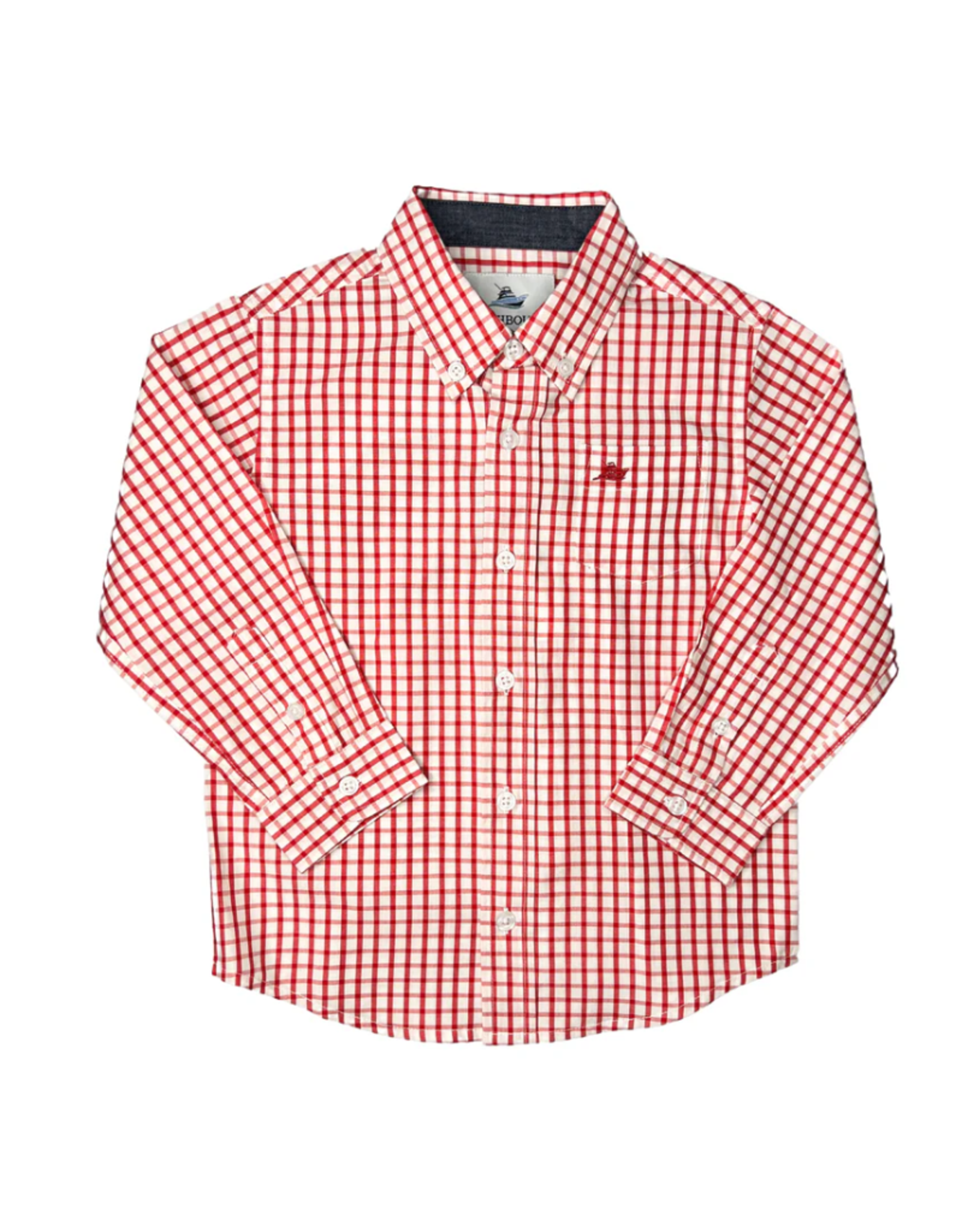 SouthBound Long Sleeve Dress Shirt - Red/White