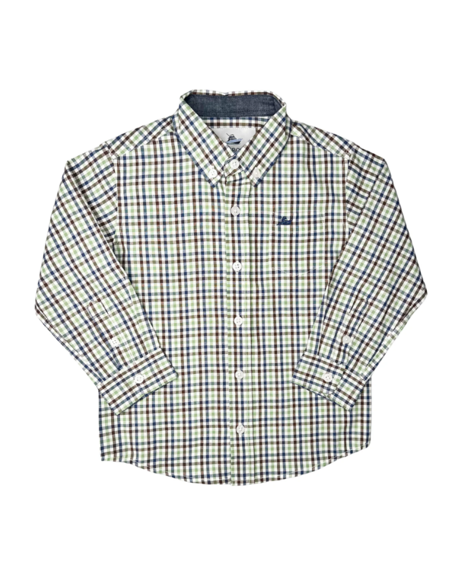 SouthBound Long Sleeve Dress Shirt - Navy/Aspen Green