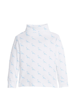 Little English Blue Dinosaur Printed Turtlenuck