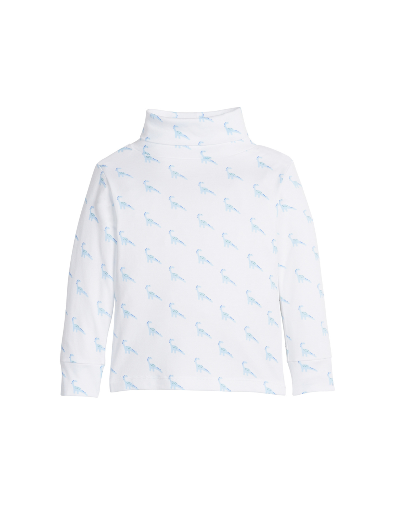 Little English Blue Dinosaur Printed Turtlenuck