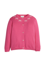 Little English Embroidered Essential Cardigan, Pink Bows