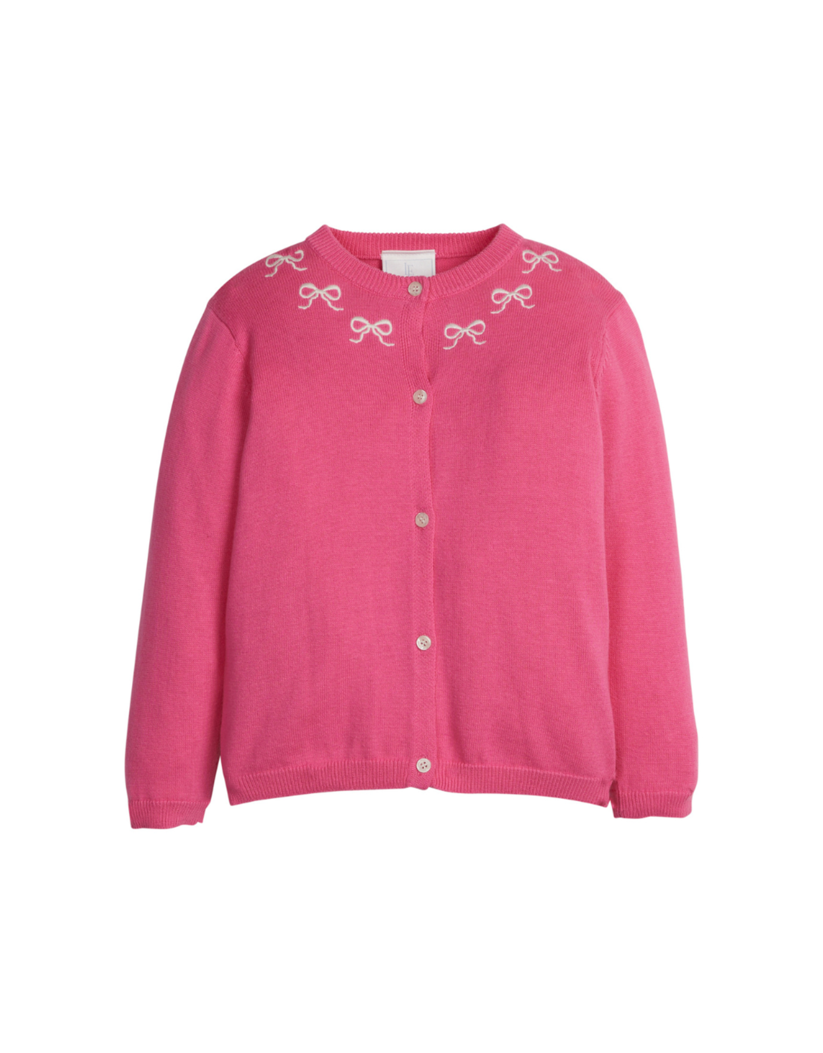 Little English Embroidered Essential Cardigan, Pink Bows