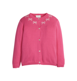 Little English Embroidered Essential Cardigan, Pink Bows
