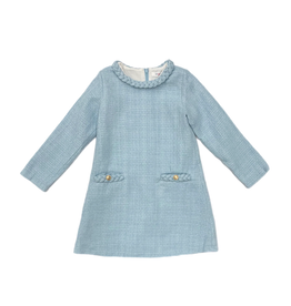 Lulu Bebe LLC Audrey Light Blue Tweed Braided Dress