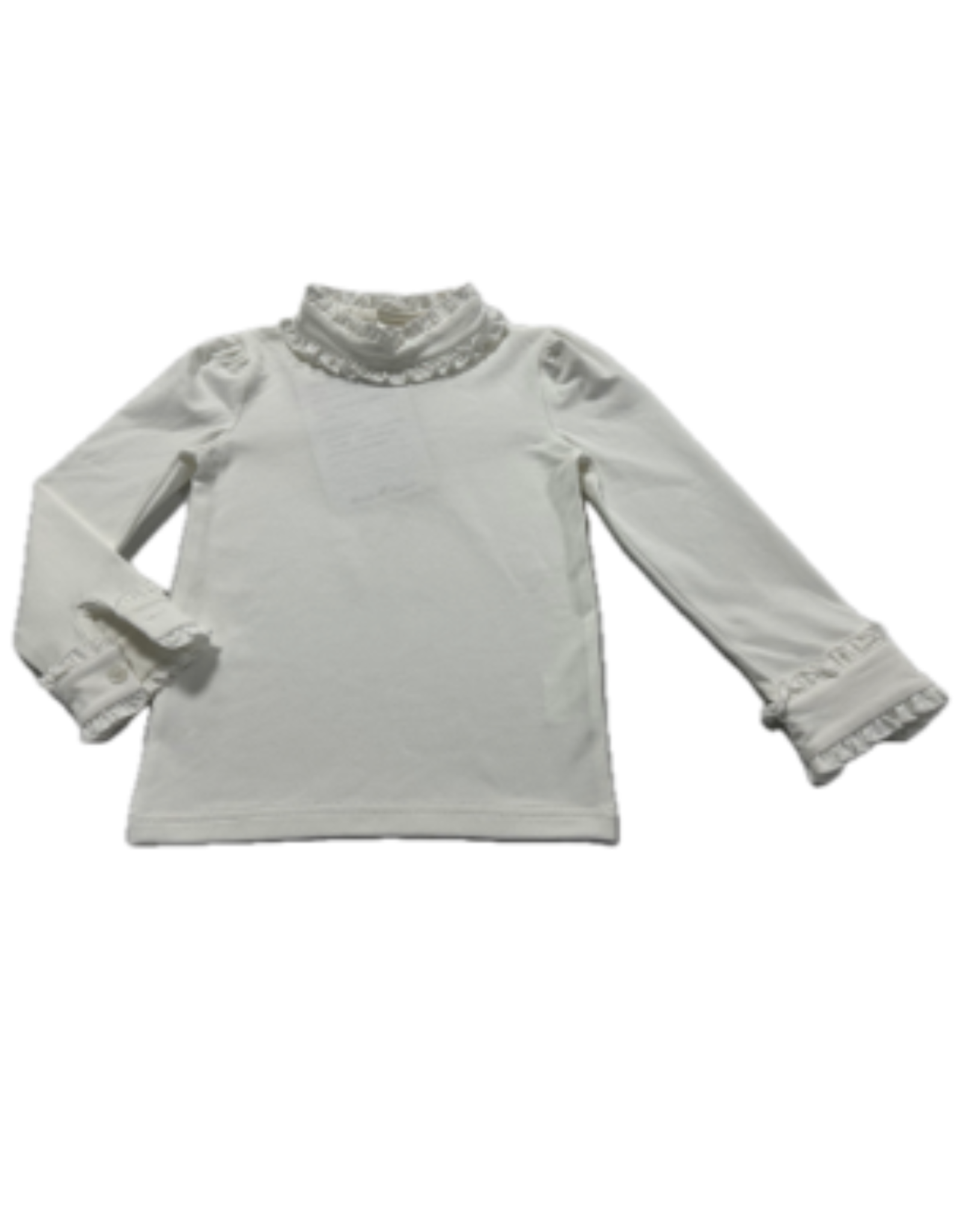 Lulu Bebe LLC White LS Ruffle Collar Top