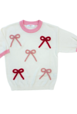 Lulu Bebe LLC Cream Sweater with Pink Bow