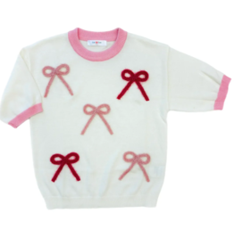 Lulu Bebe LLC Cream Sweater with Pink Bow